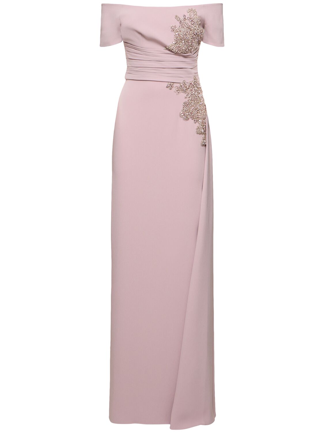 Zuhair Murad Embroidered Cady Long Dress In Lilac