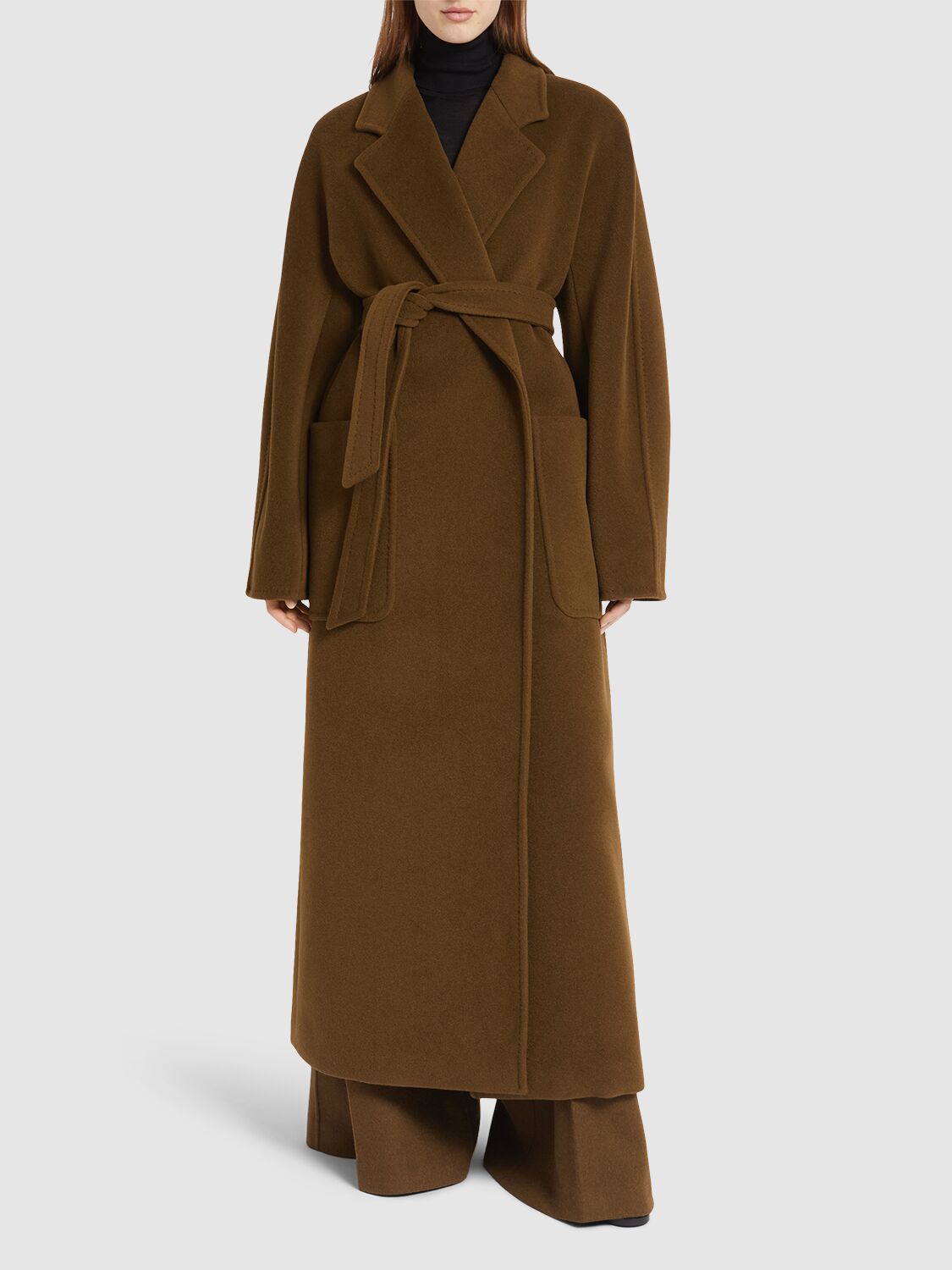 Shop Max Mara Attuale Long Coat In Brown