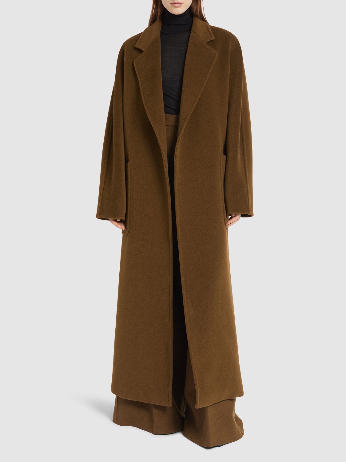 Shop Max Mara Attuale Long Coat In Brown