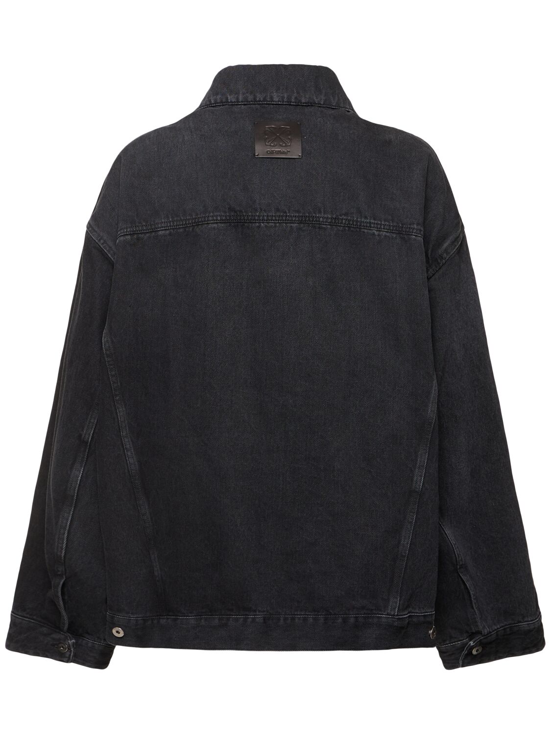 Shop Off-white Arrow Cotton Denim Jacket In Vintage Blue