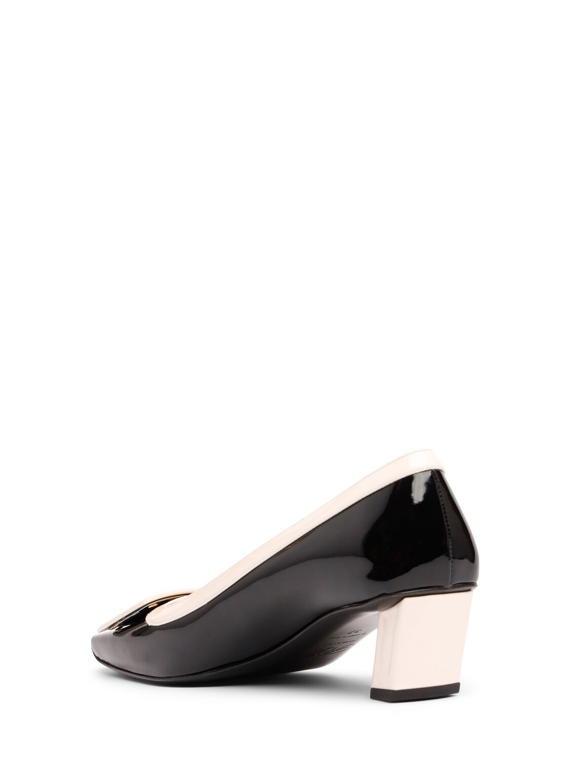 Shop Roger Vivier 45mm Belle Vivier Fabric Pumps In 黑色/米黄色