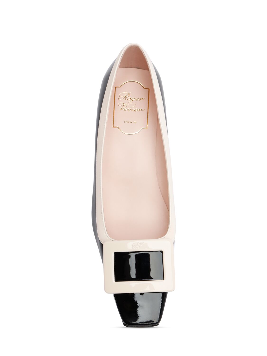 Shop Roger Vivier 45mm Belle Vivier Fabric Pumps In 黑色/米黄色