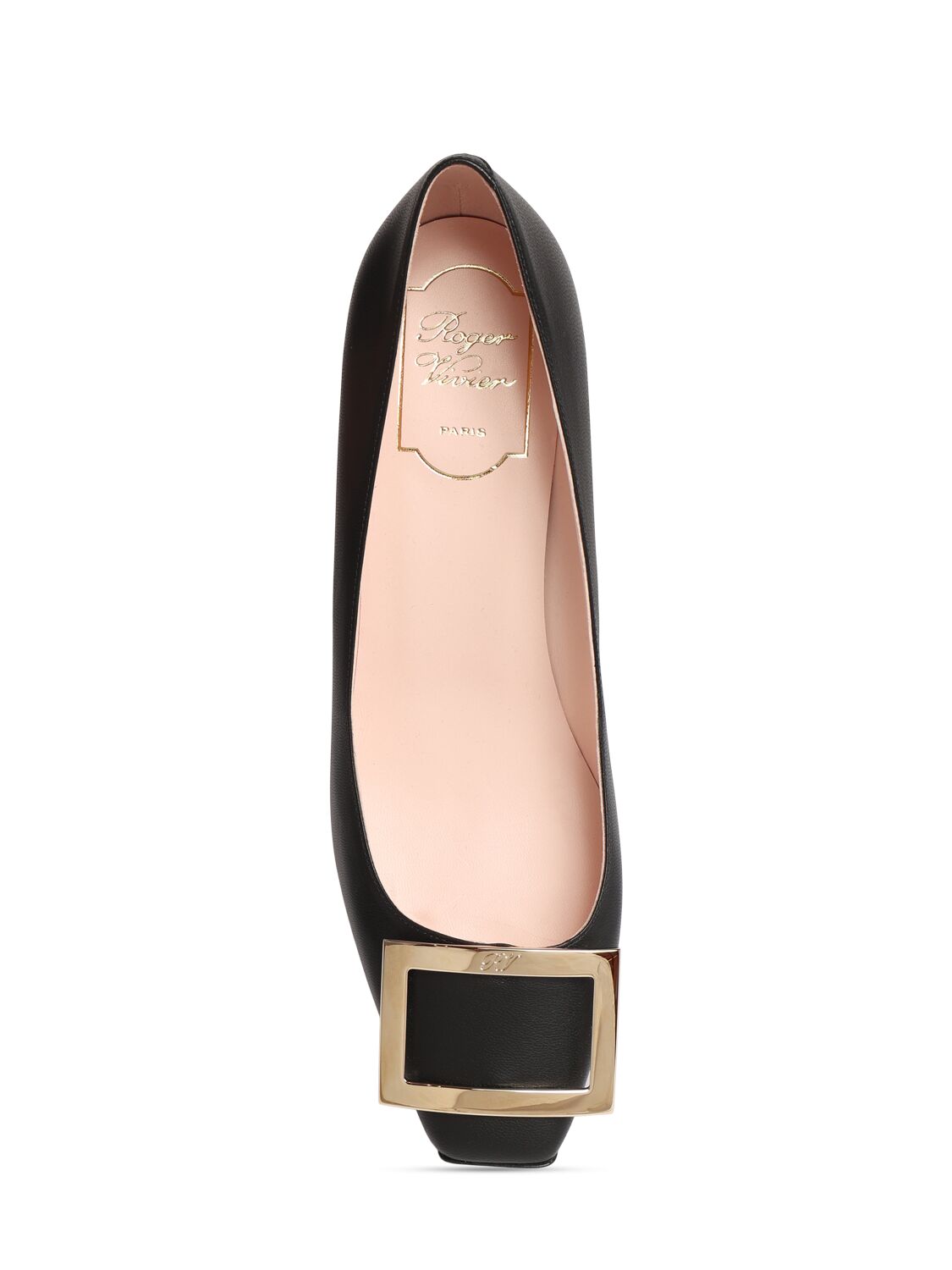 Roger Vivier Trompette 45 Metal Buckle Pumps In Patent Leather In 黑色