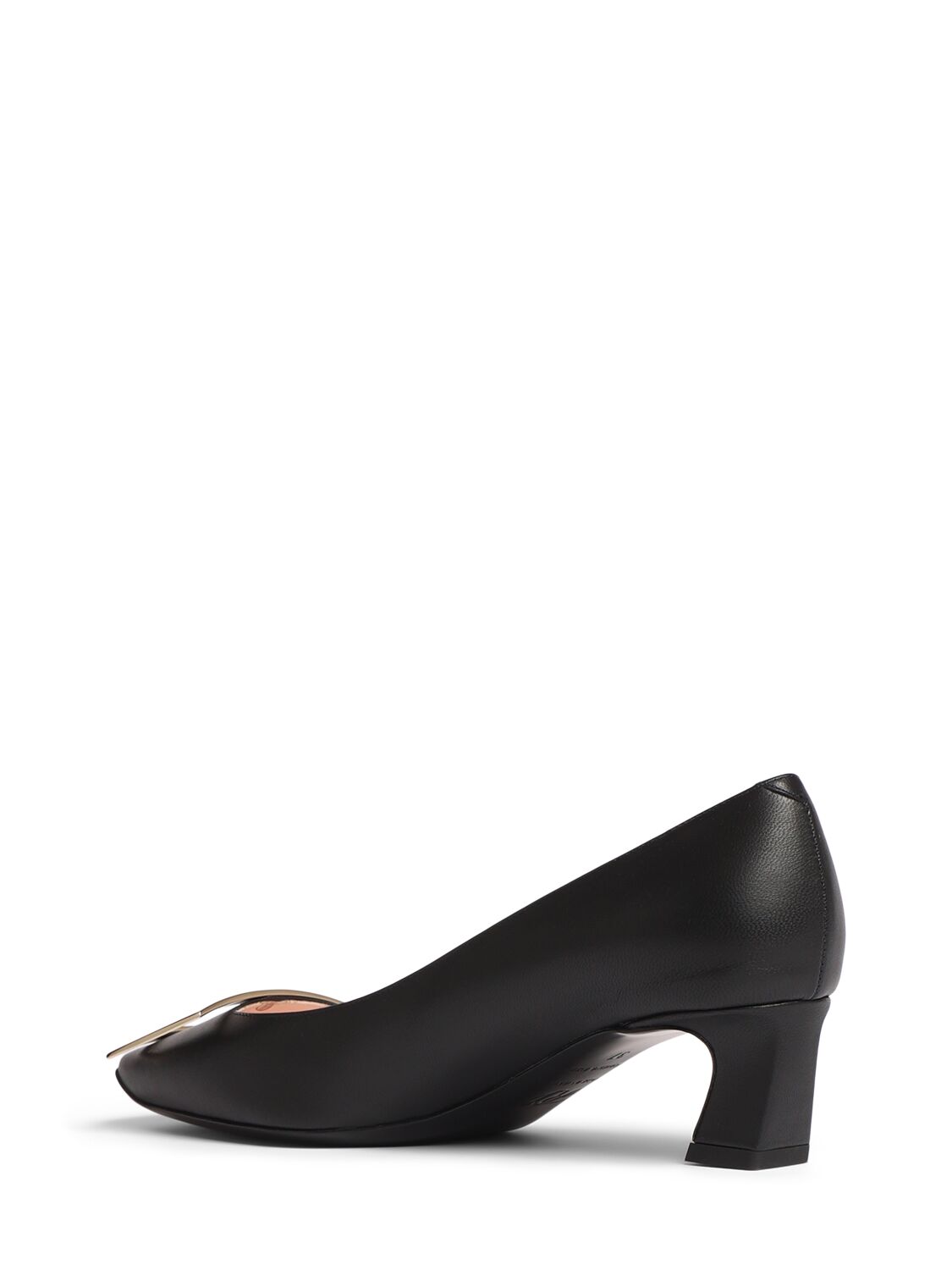 Roger Vivier Trompette 45 Metal Buckle Pumps In Patent Leather In 黑色