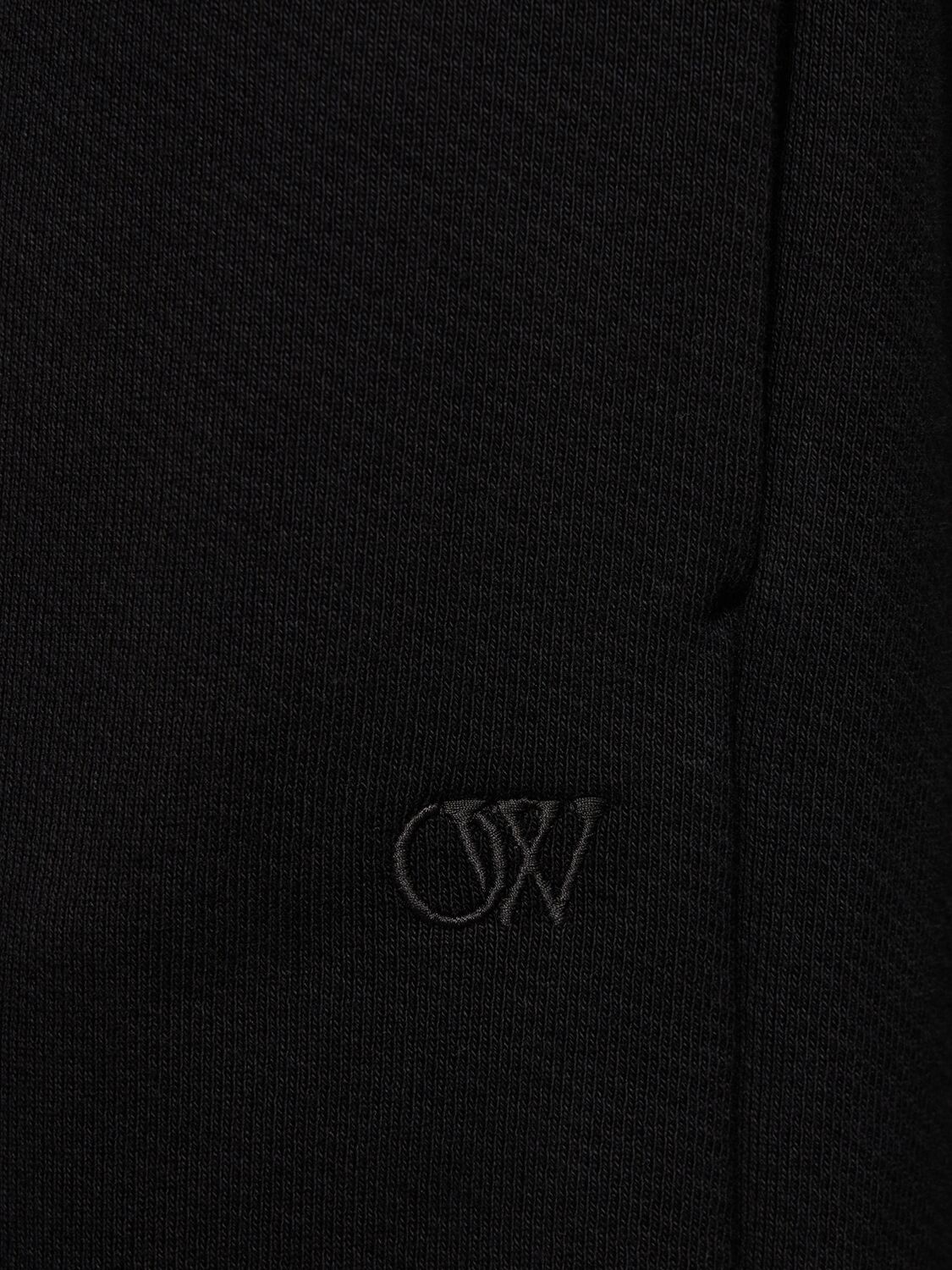 Shop Off-white Ow Embroidery Cotton Sweatpants In Black