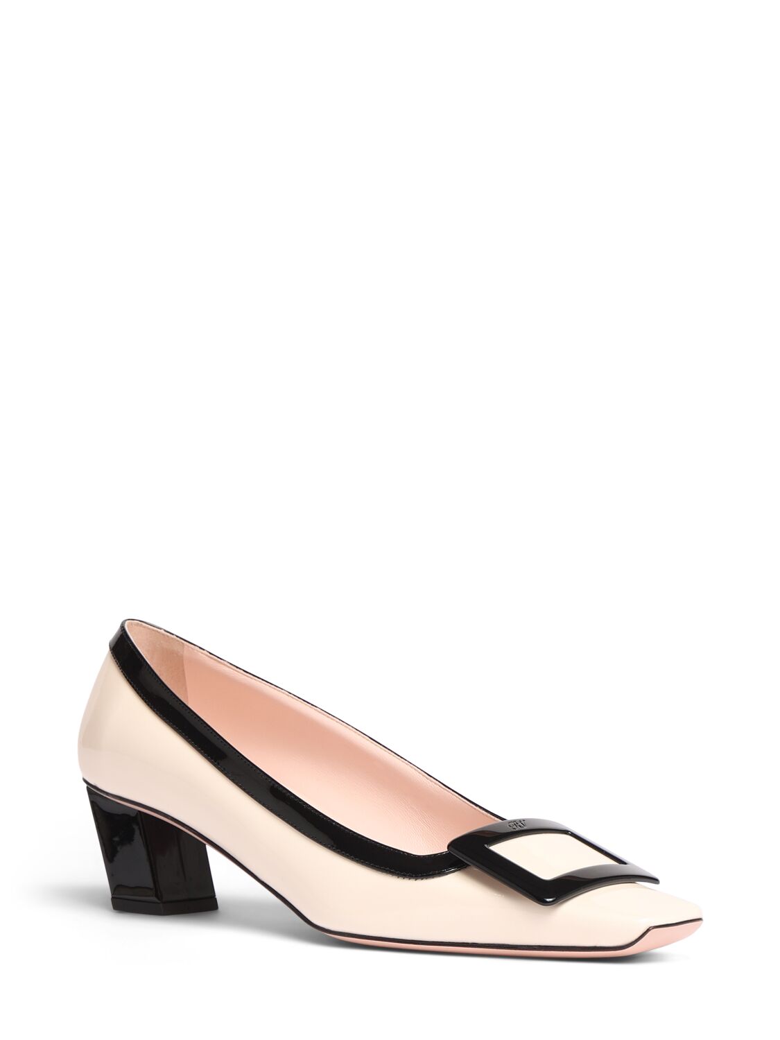 Shop Roger Vivier 45mm Belle Vivier Fabric Pumps In 白色/黑色