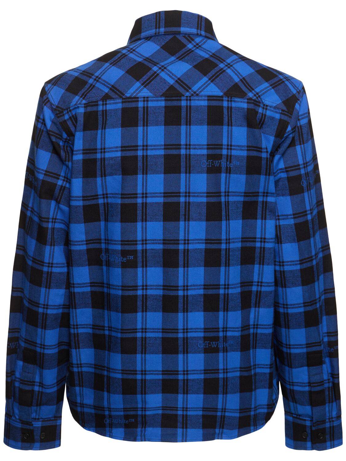 Shop Off-white Check Flannel Cotton Shirt In Black/blue