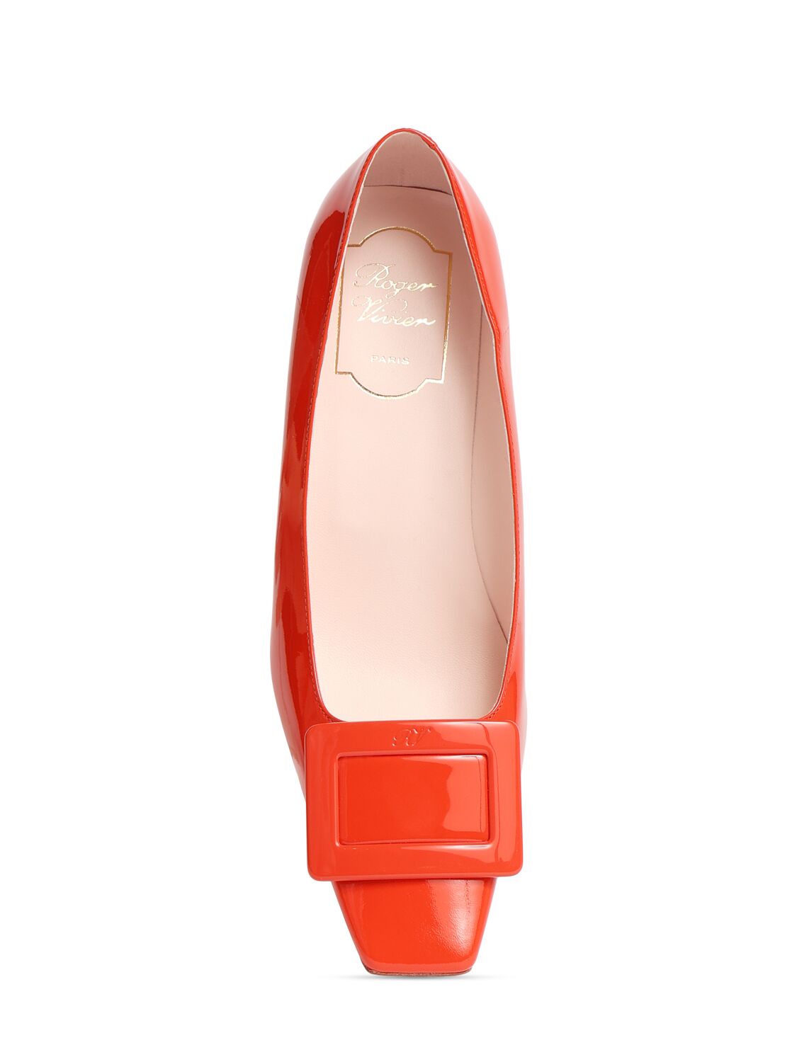 Shop Roger Vivier 45mm Belle Vivier Lacquered Leather Pump In Sunset Red