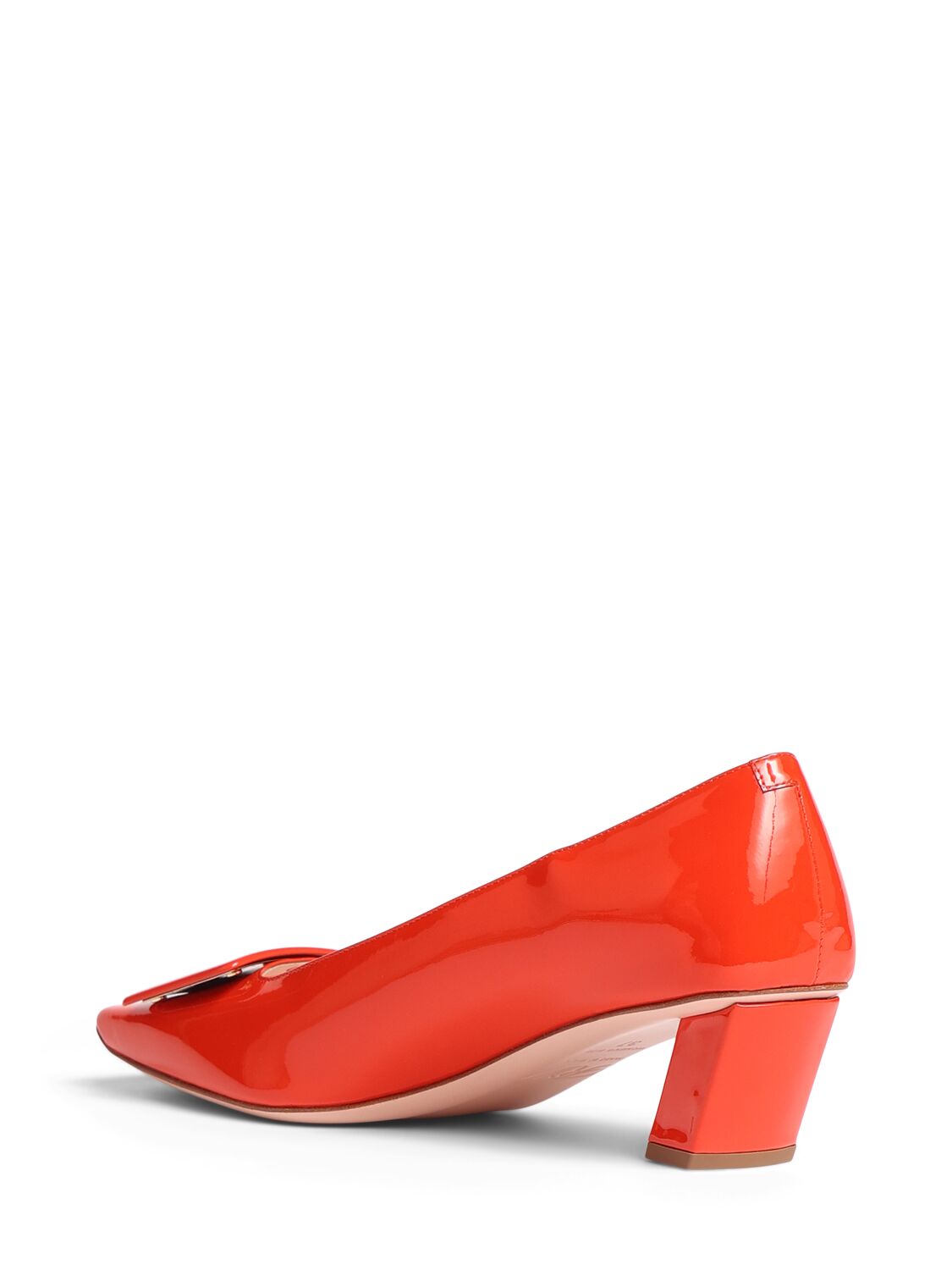 Shop Roger Vivier 45mm Belle Vivier Lacquered Leather Pump In Sunset Red