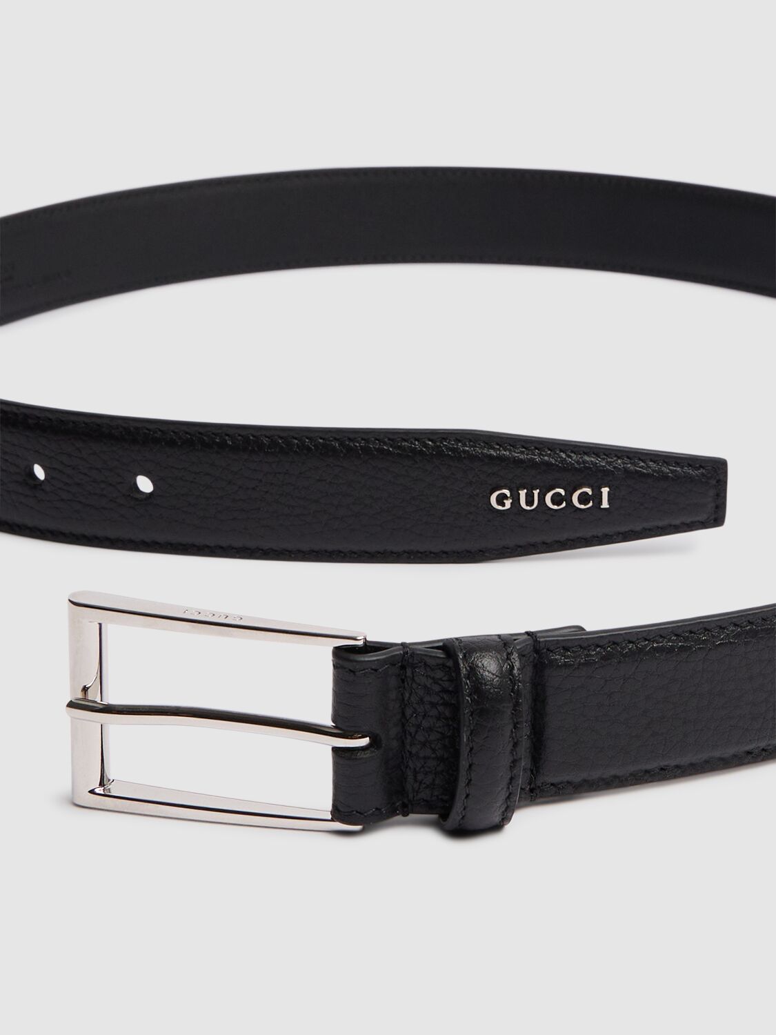 Shop Gucci 3cm  Script Leather Belt In Black