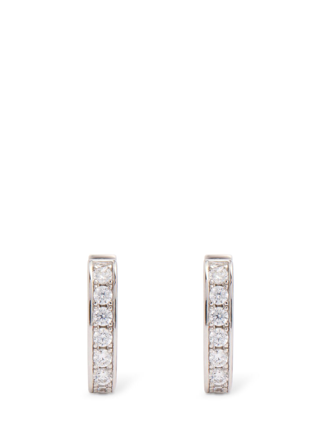 Apm Monaco Mini Rectangular Silver Earrings In White