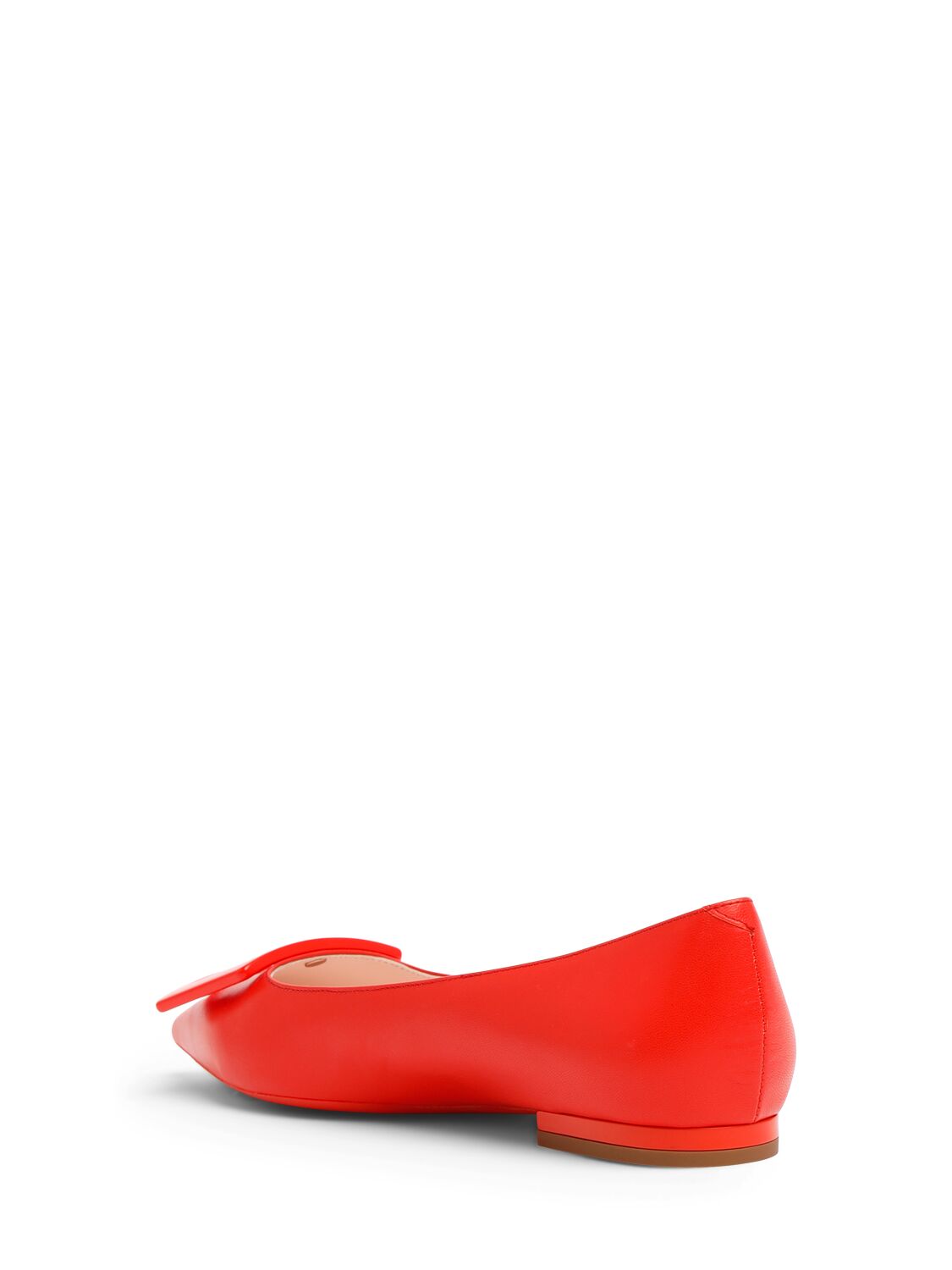 Shop Roger Vivier 5mm Gommettine Leather Ballerina Flats In Sunset Red