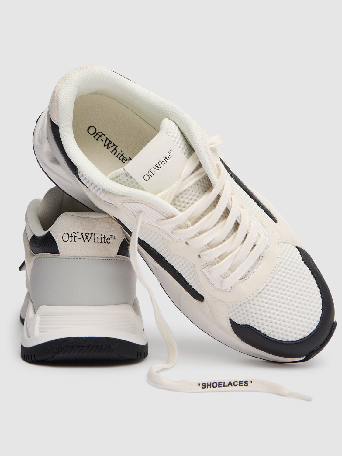 Shop Off-white Kick Off Leather Sneakers In White,black