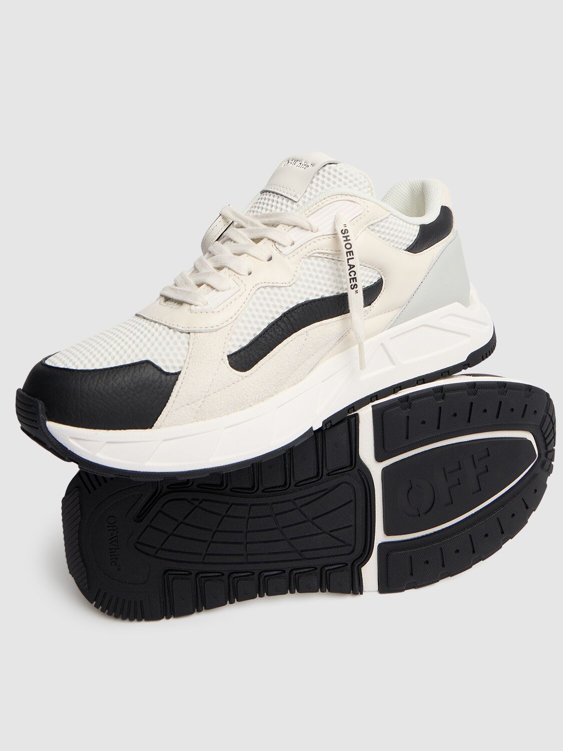 Shop Off-white Kick Off Leather Sneakers In White,black