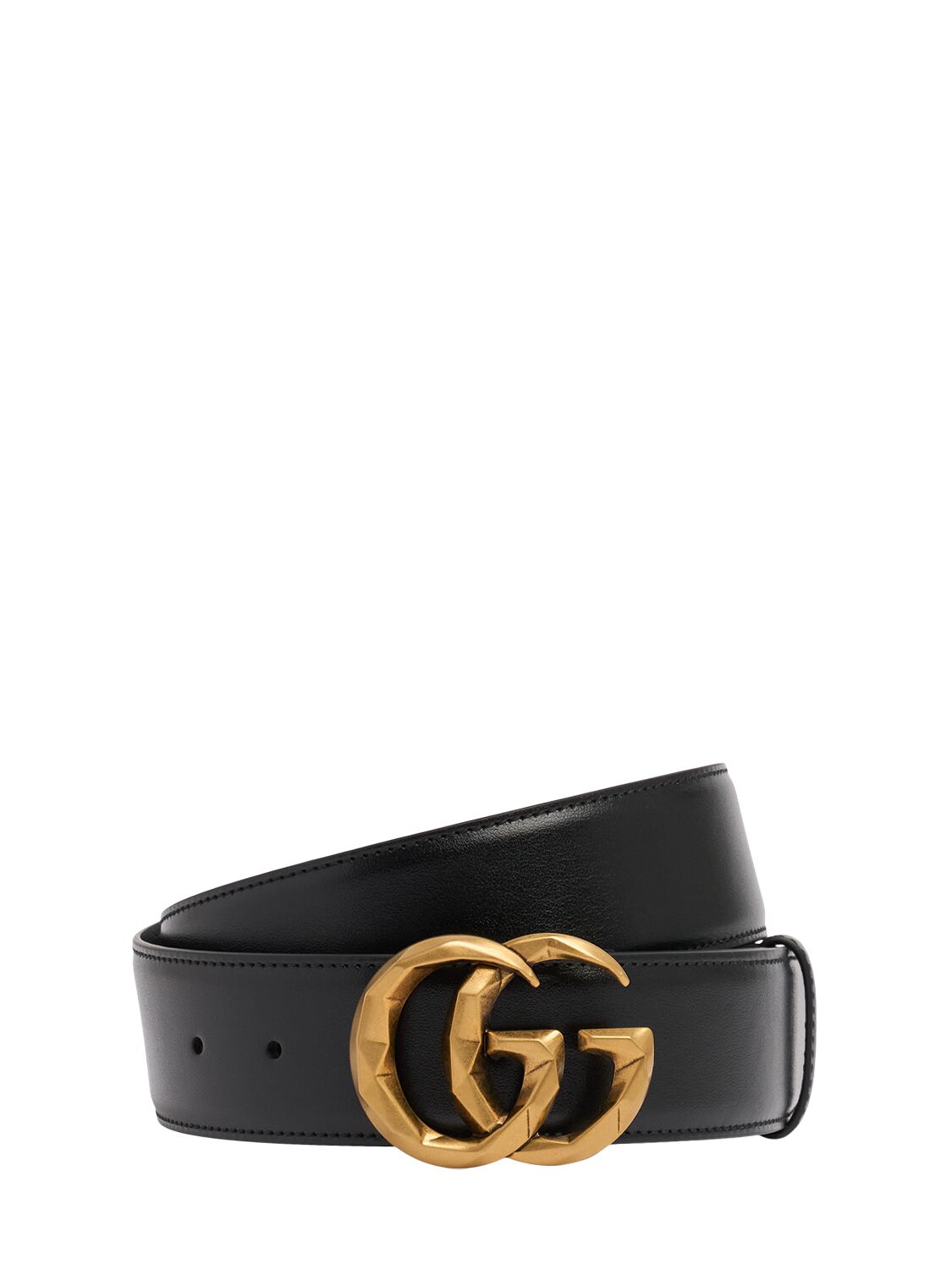 Gucci 4厘米gg Marmont皮革腰带 In Black