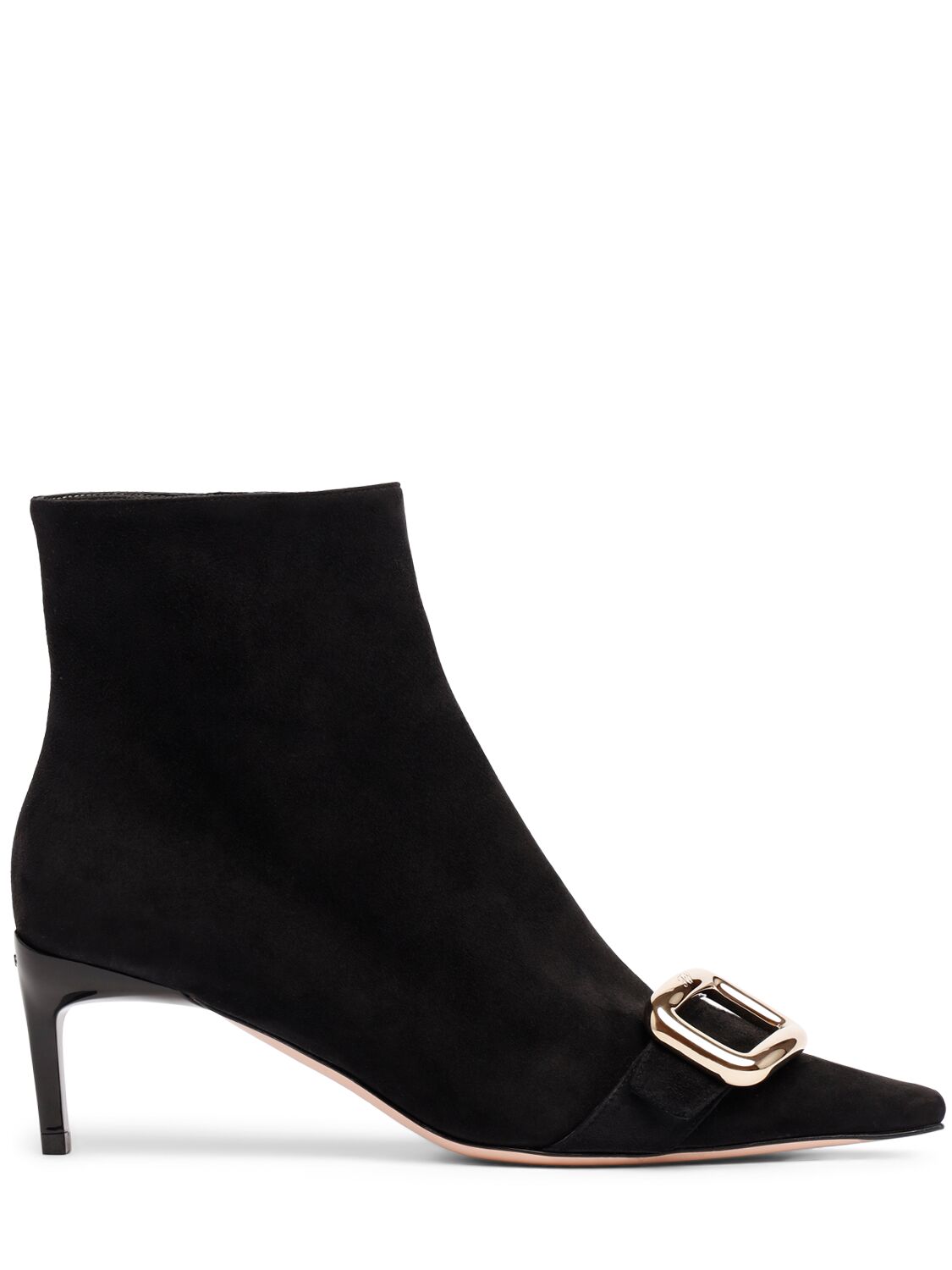 Roger Vivier 55mm Choc Suede Ankle Boots In Black
