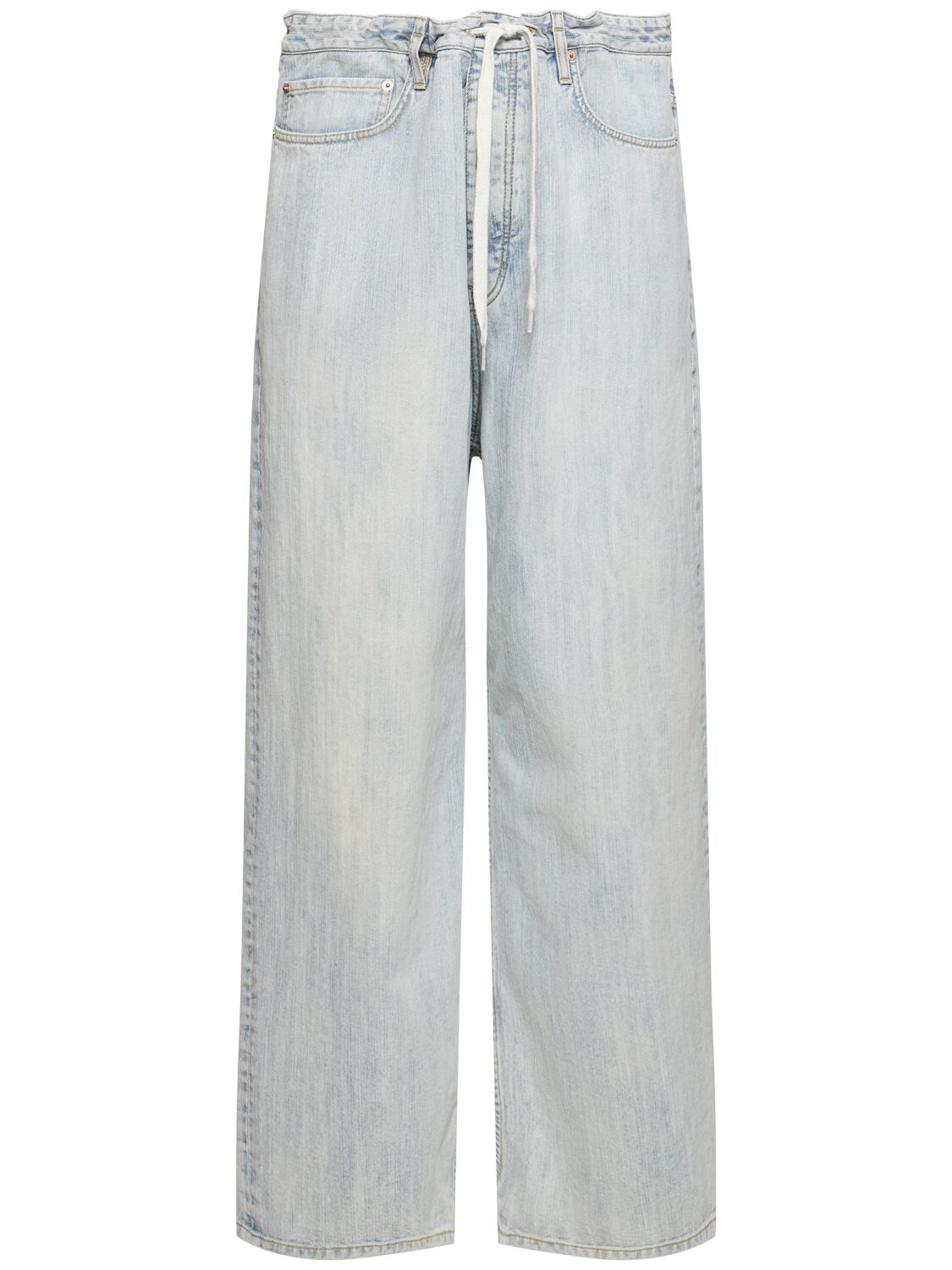 Balenciaga Baggy Cotton Denim Jeans In Bleached Ring