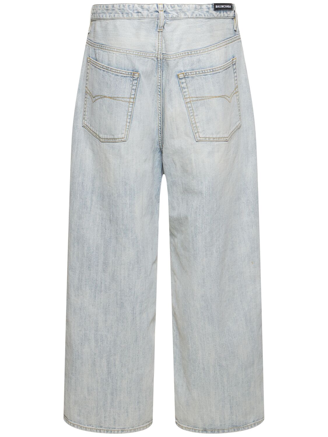 Shop Balenciaga Baggy Cotton Denim Jeans In Bleached Ring