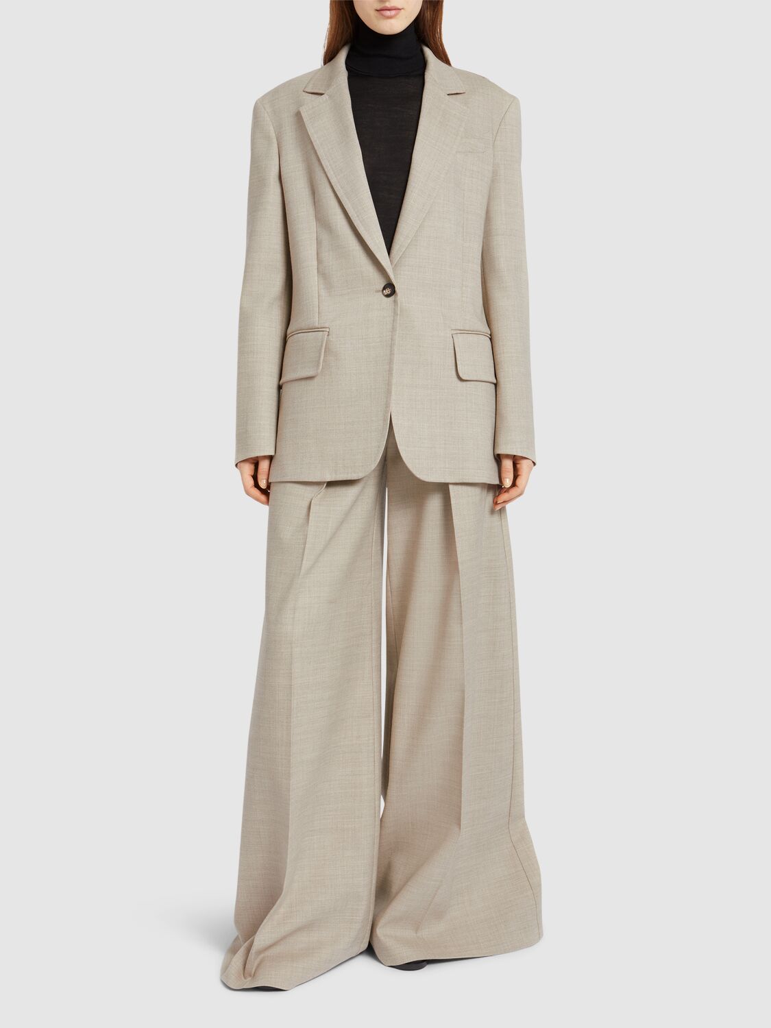 Shop Max Mara Rosi Wool Blazer In Beige