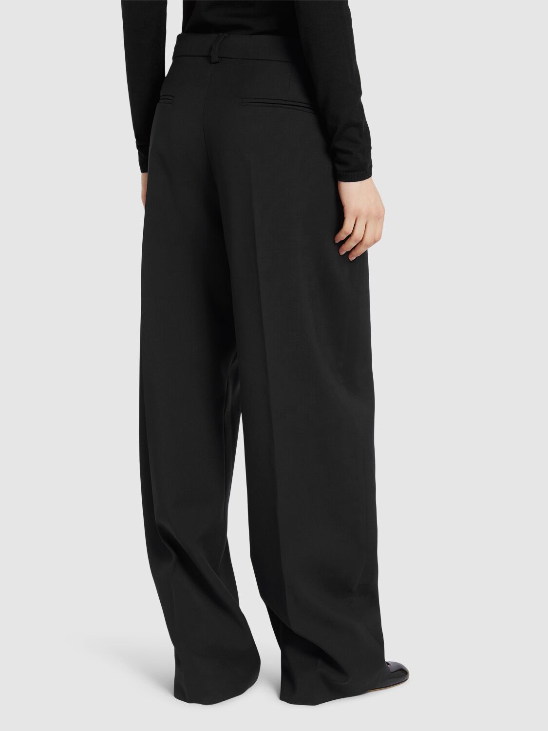 Shop Sportmax Ampezzo Wool Wide Pants In Black