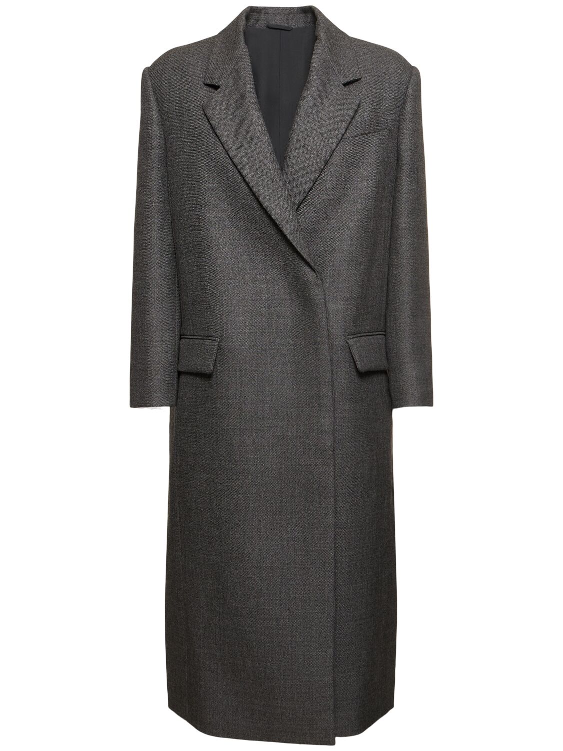 Brunello Cucinelli Wool Single Breast Midi Coat In Grey