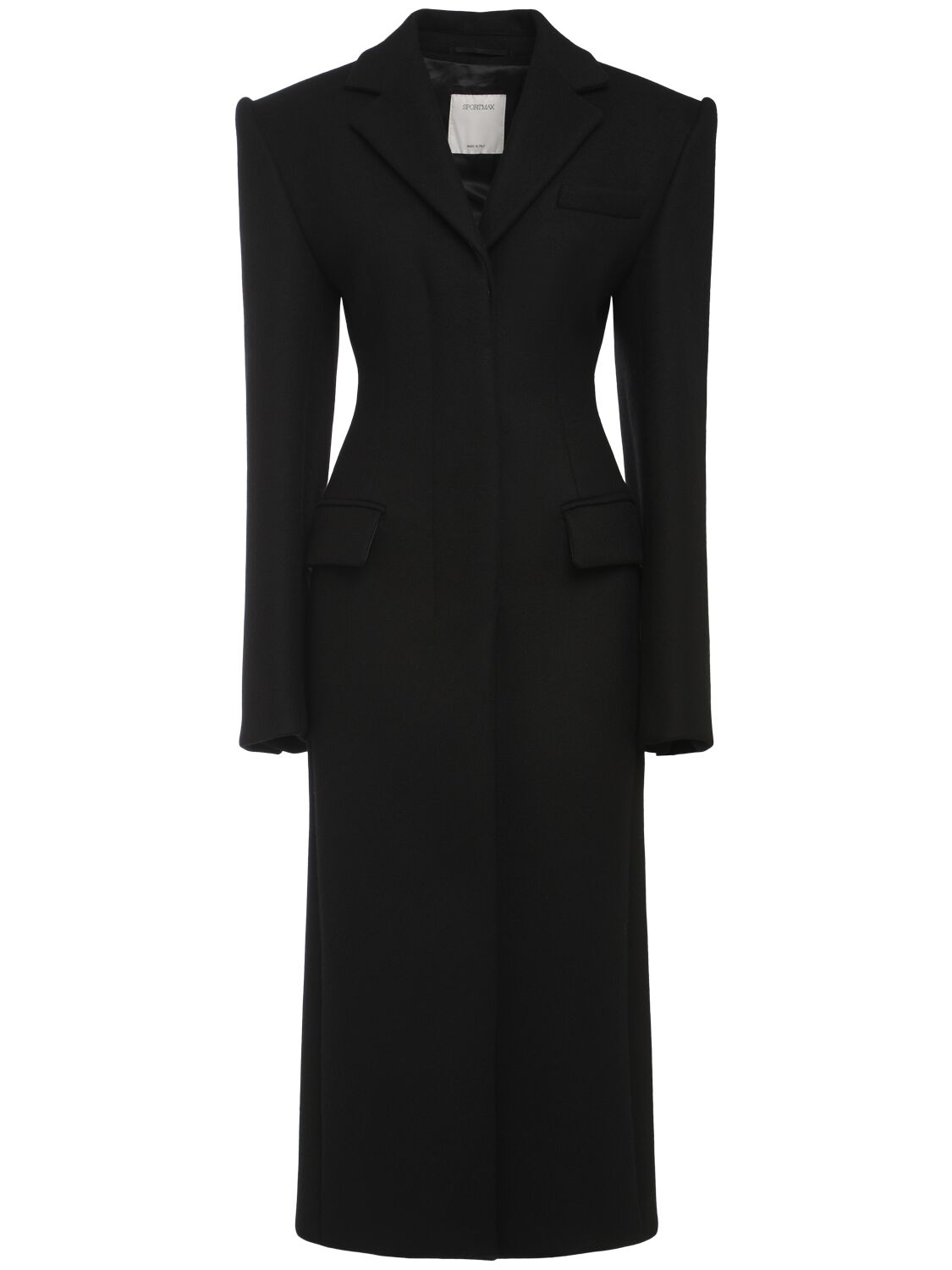 Shop Sportmax Arabia Fitted Wool & Cashmere Long Coat In Black