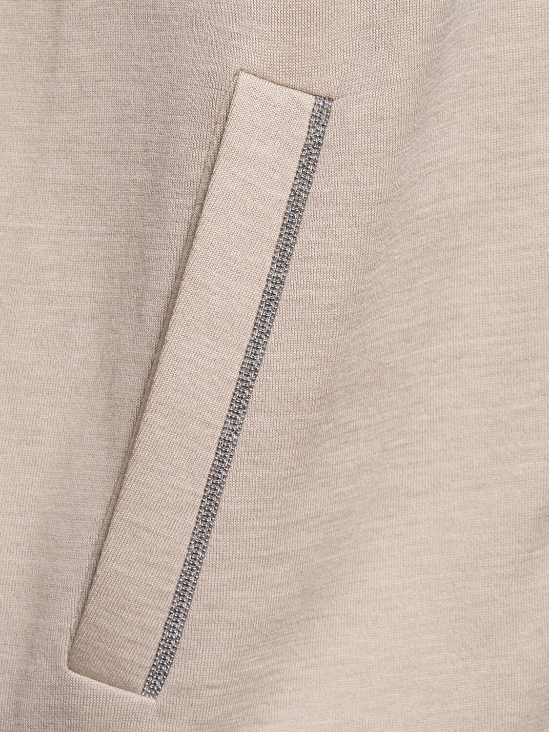 Shop Brunello Cucinelli Cotton Blend Jersey Sweatshirt Hoodie In Taupe