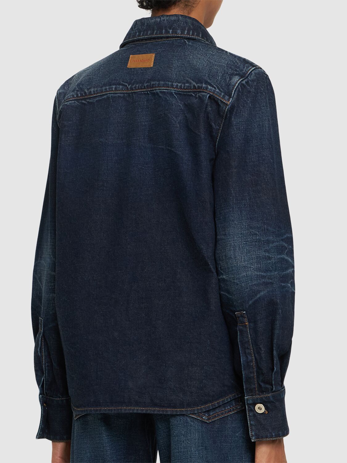 Shop Ferragamo Denim Shirt In Blue