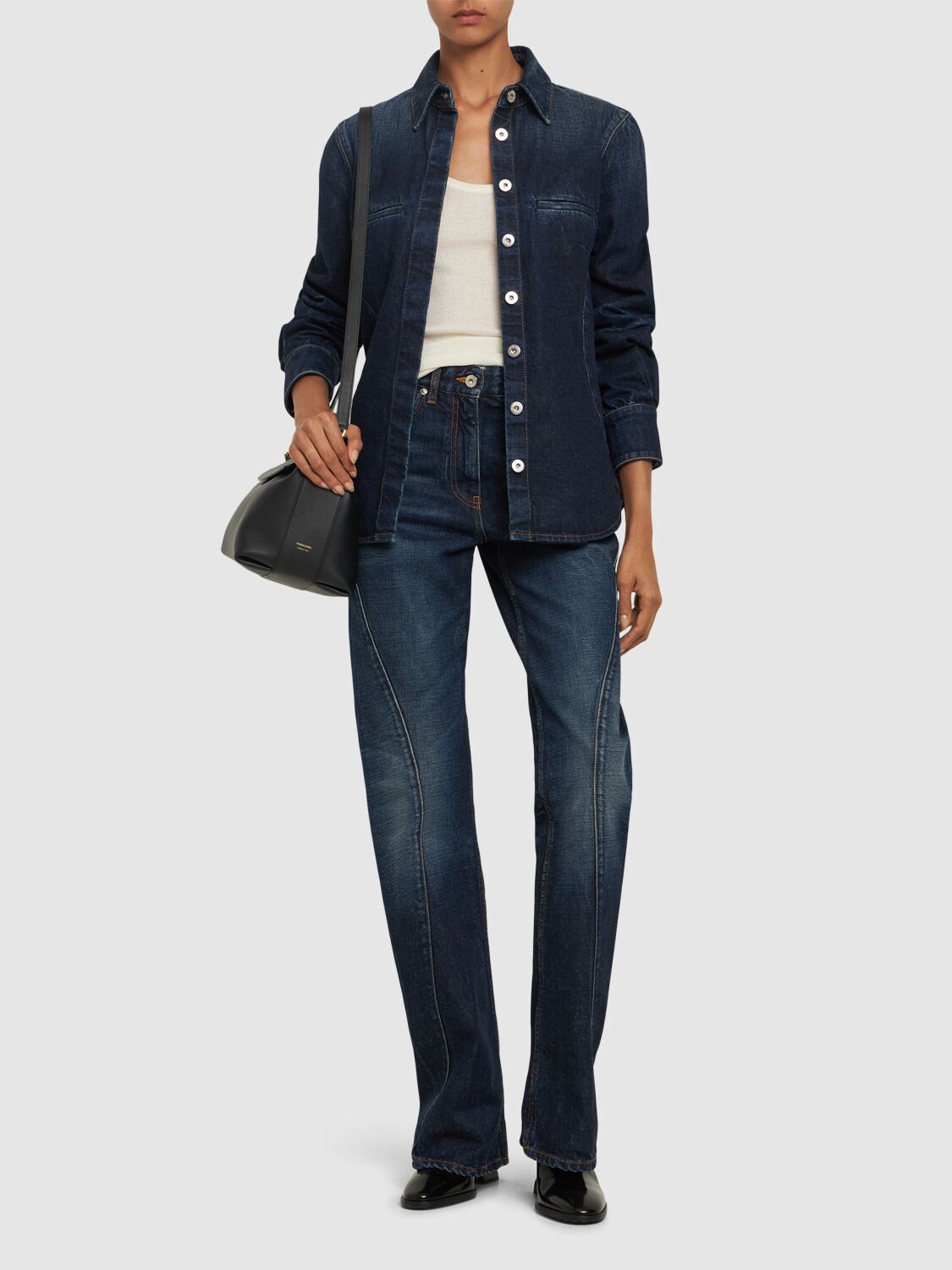 Shop Ferragamo Denim Shirt In Blue