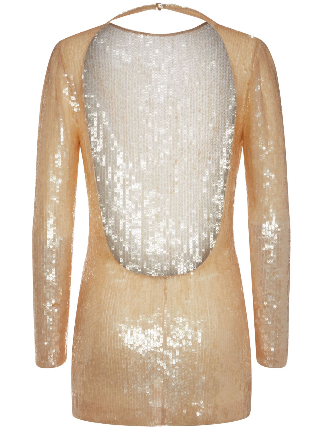 Shop Tom Ford Sequined Mini Dress In Beige