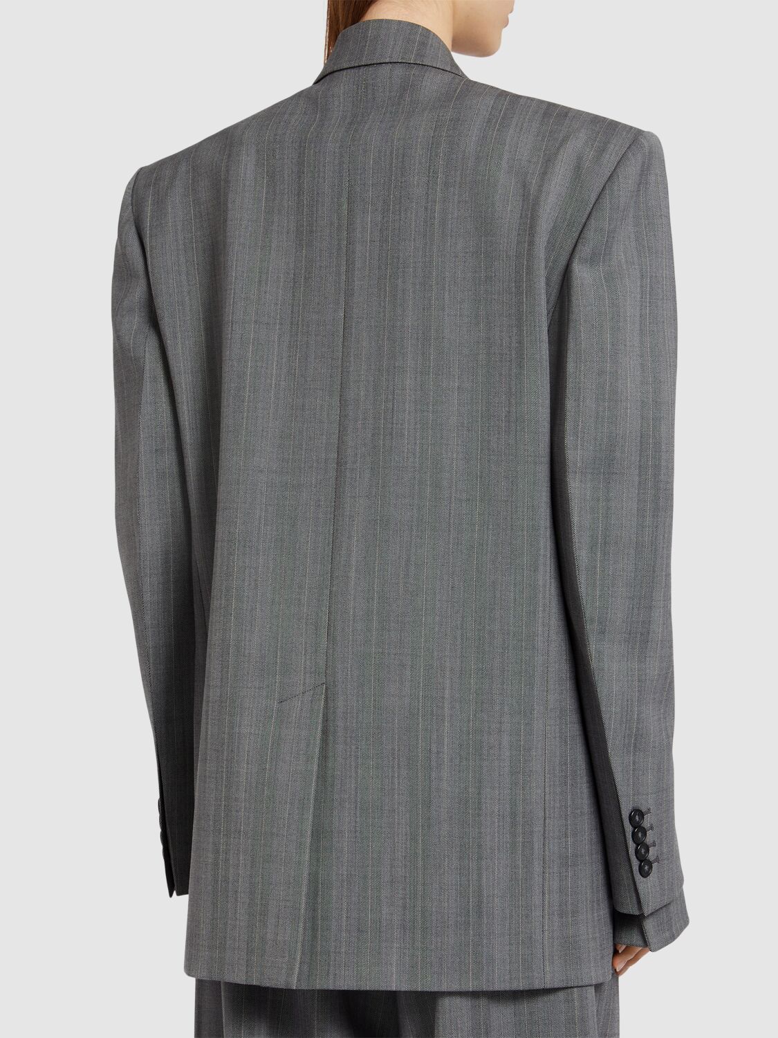 Shop Sportmax Merlot Wool Blend Herringbone Blazer In Grey/black