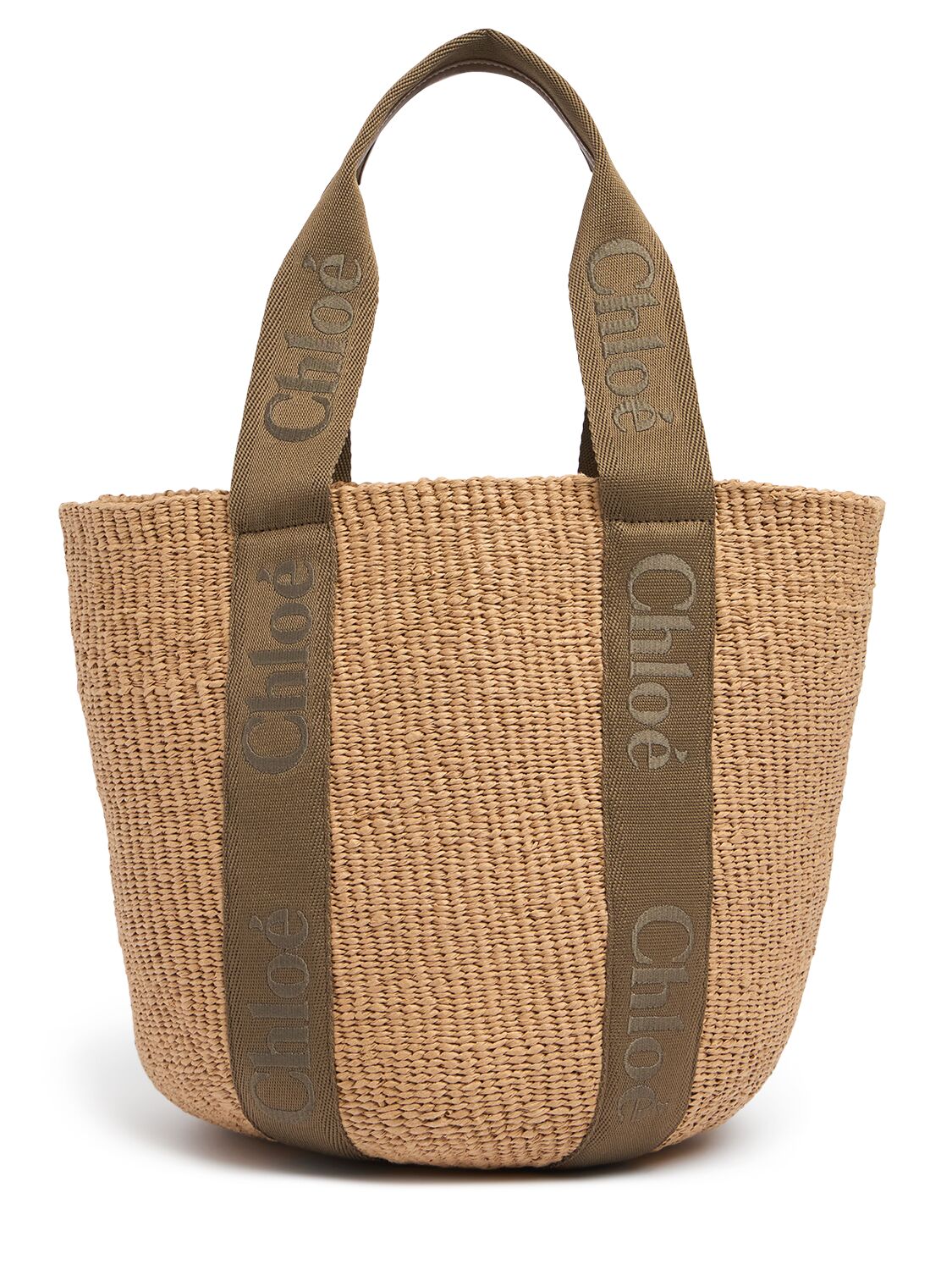 Chloé Large Woody Paper Tote Bag In Brown