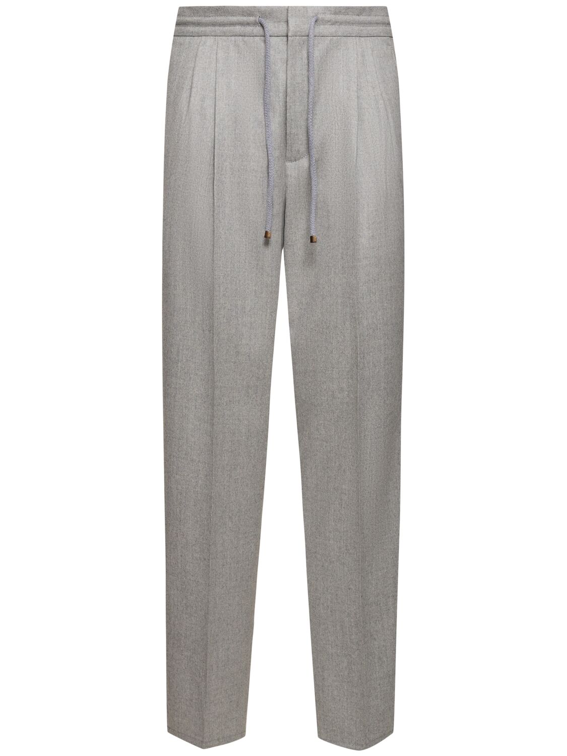 Brunello Cucinelli Wool Flannel Jogger Trousers In Grey