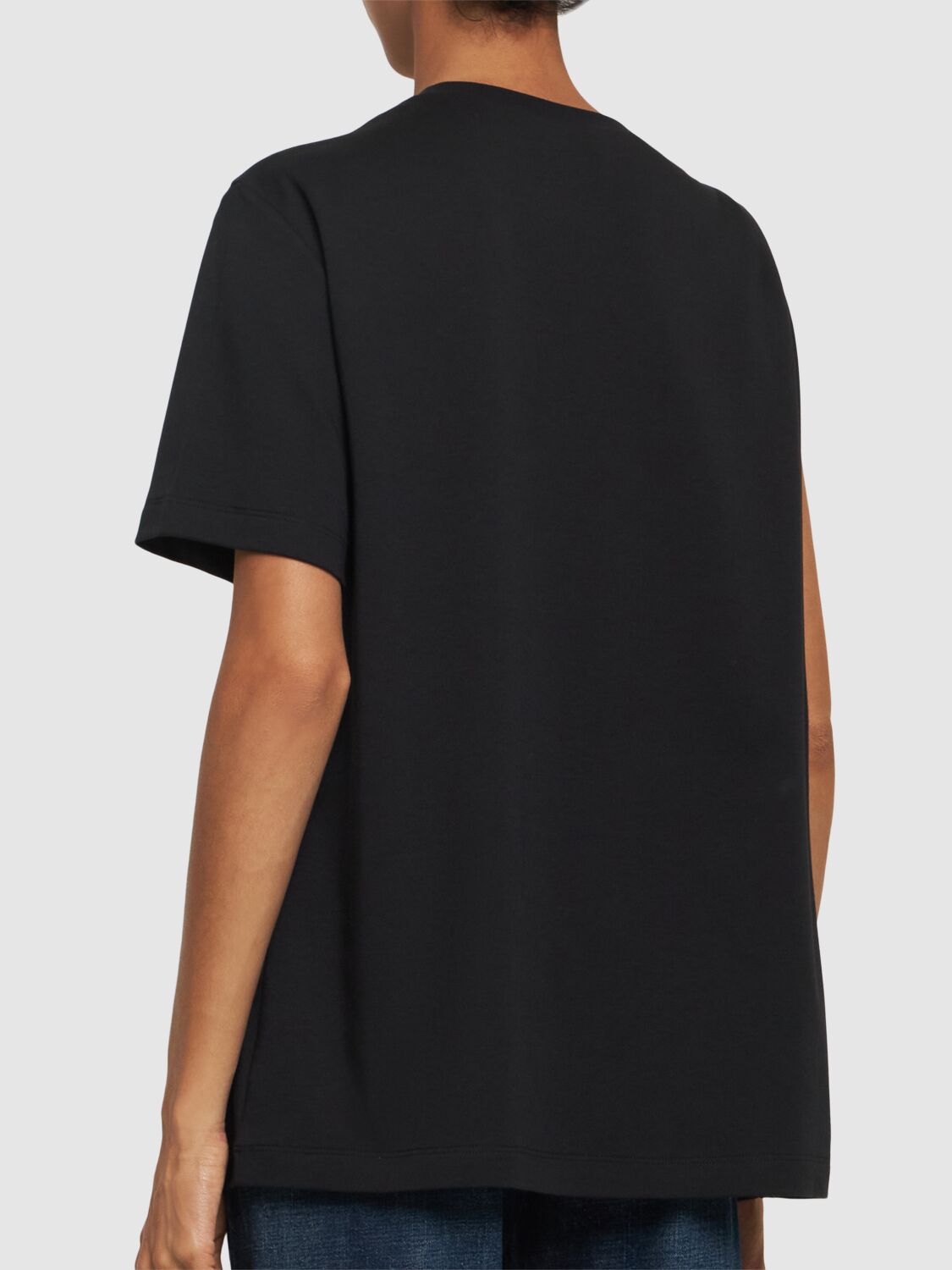 Shop Ferragamo Asymmetric Cotton Blend Jersey Top In Black