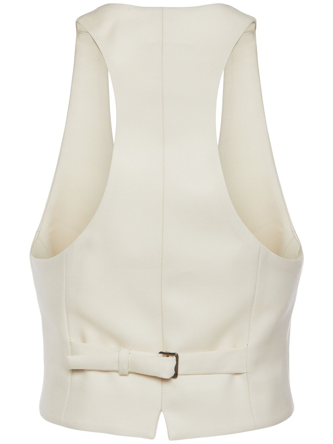 Shop Tom Ford Wool & Silk Twill Racerback Waistcoat In Ecru