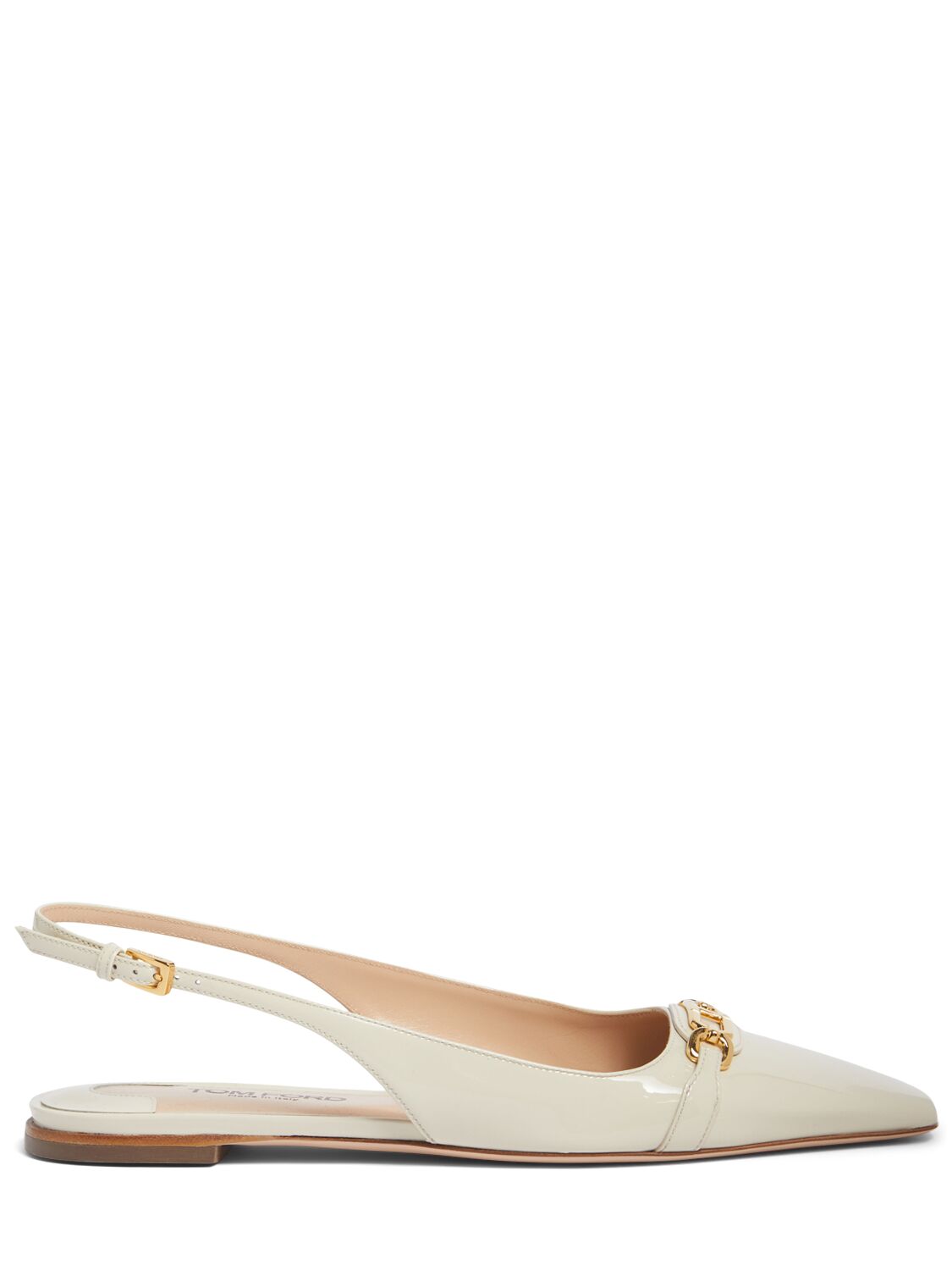 Tom Ford 5mm Whitney Patent Leather Slingbacks In Ivory