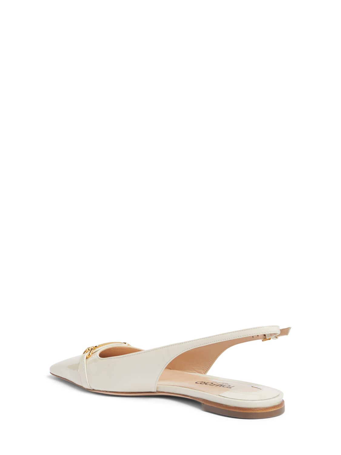 Shop Tom Ford 5mm Whitney Patent Leather Slingbacks In Ivory