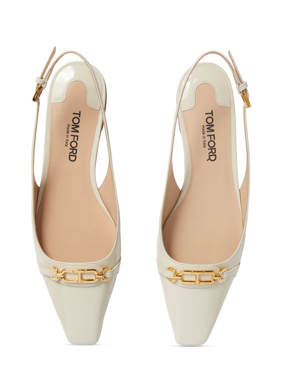 Shop Tom Ford 5mm Whitney Patent Leather Slingbacks In Ivory