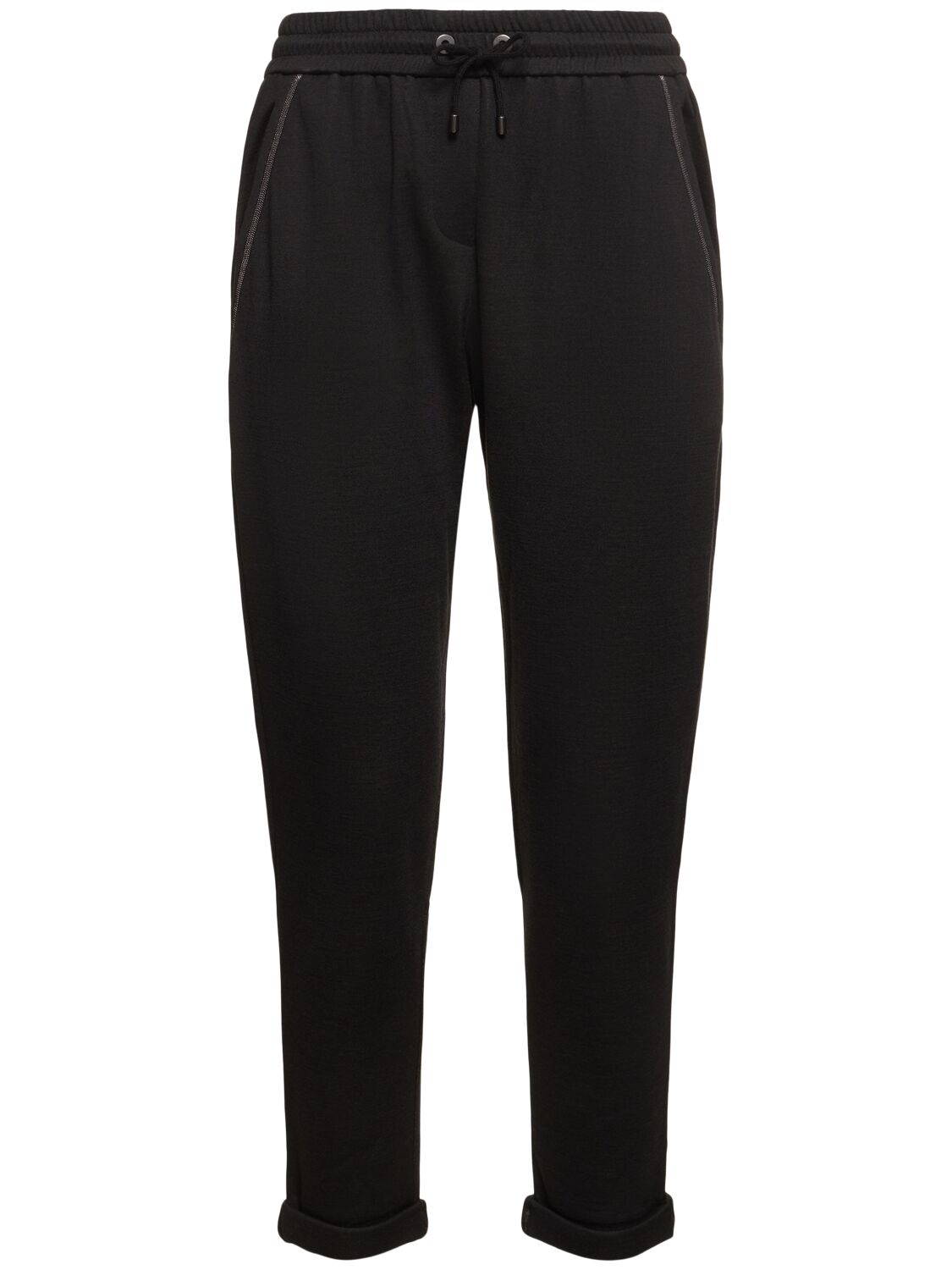 Brunello Cucinelli Cotton Blend  Jersey Sweatpants In Black