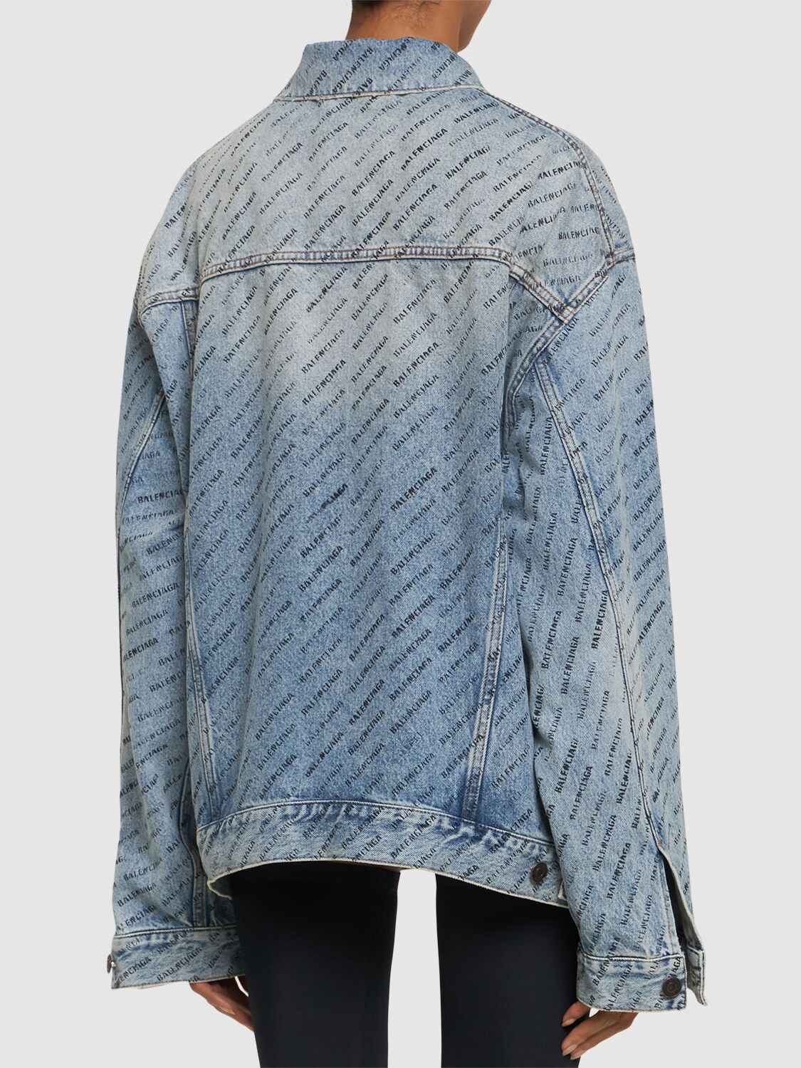 Shop Balenciaga Denim Large Fit Jacket In Iced Blue