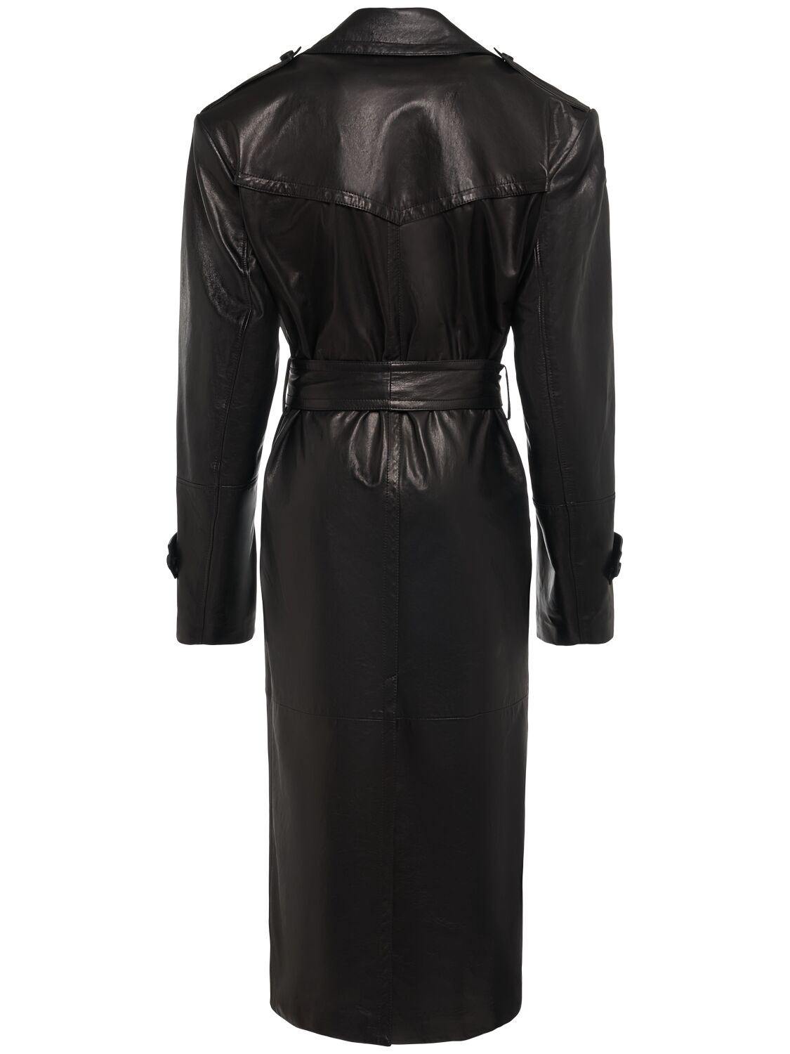 Shop Sportmax Alfeo Long Leather Trench Coat In Black