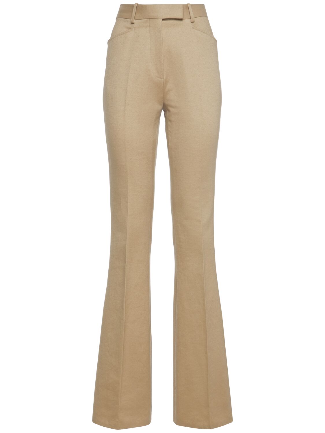 Tom Ford Tailored Cotton Moleskin Wide Pants In Beige