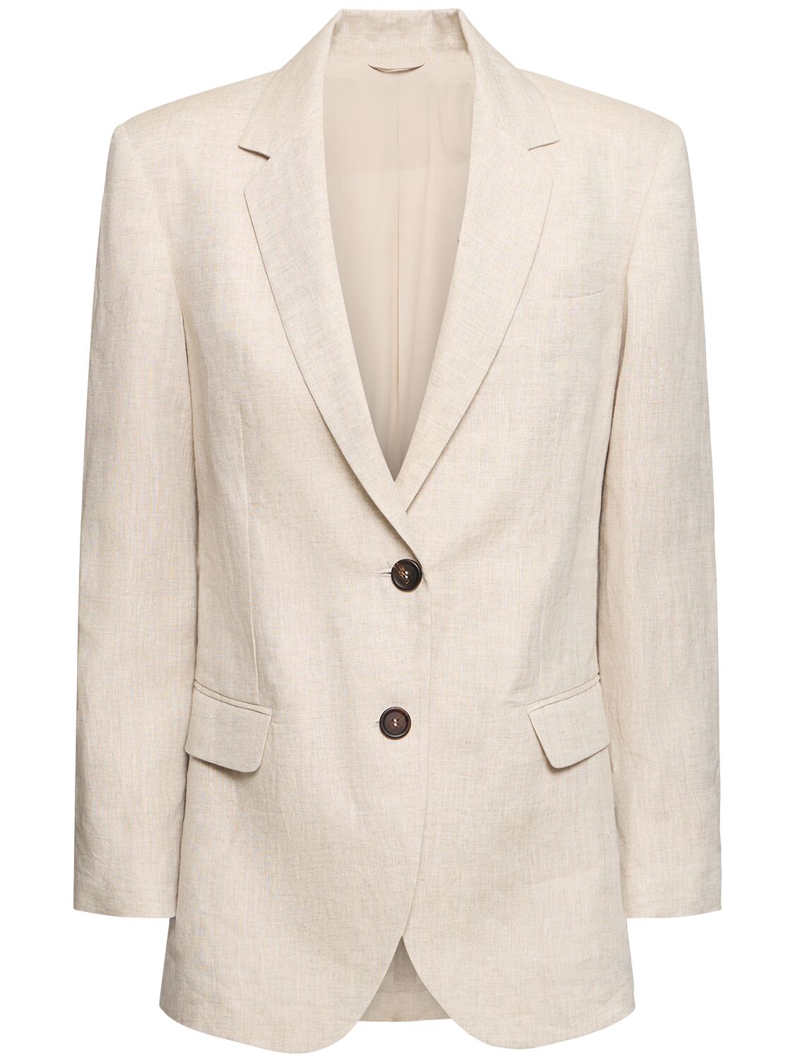 Brunello Cucinelli Single Breast Linen Jacket In Light Beige