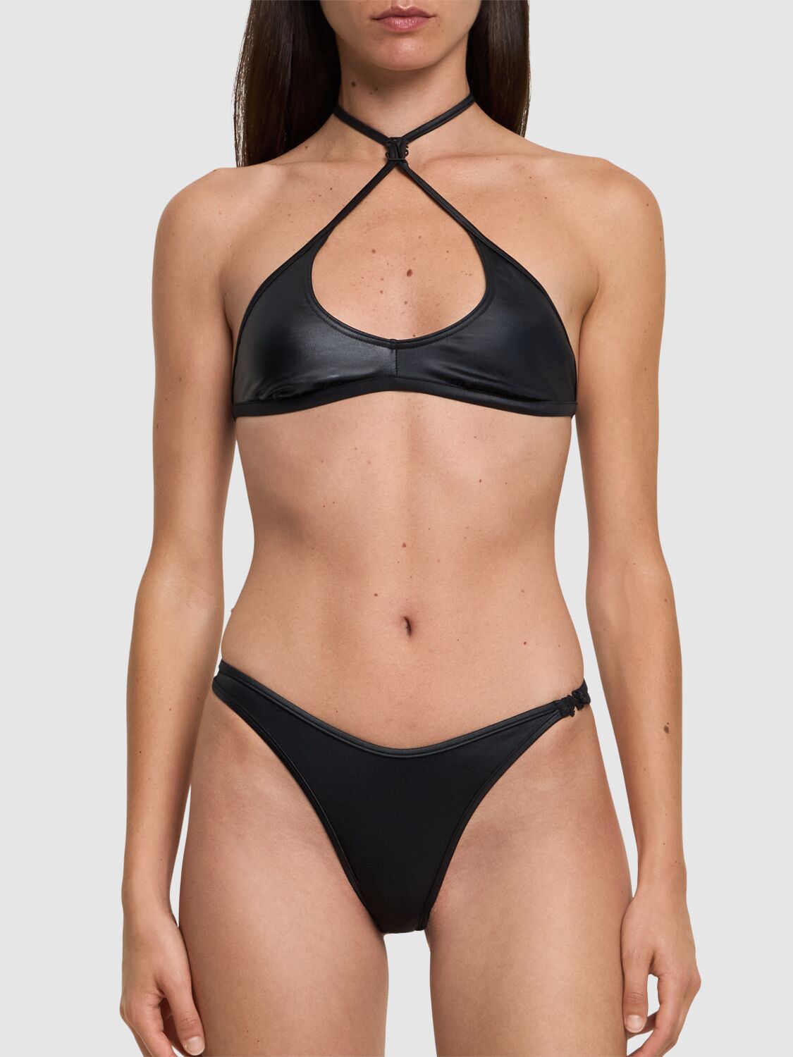 Shop Palm Angels Monogram Crossover Lycra Bikini Top In Black