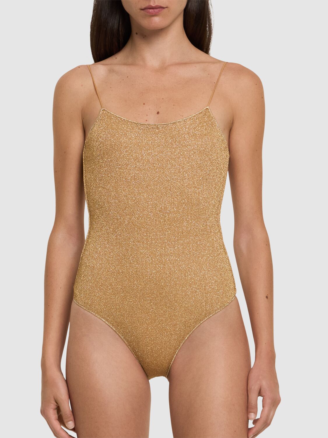 Shop Oséree Swimwear Lumiere Lurex One Piece Swimsuit In Gold