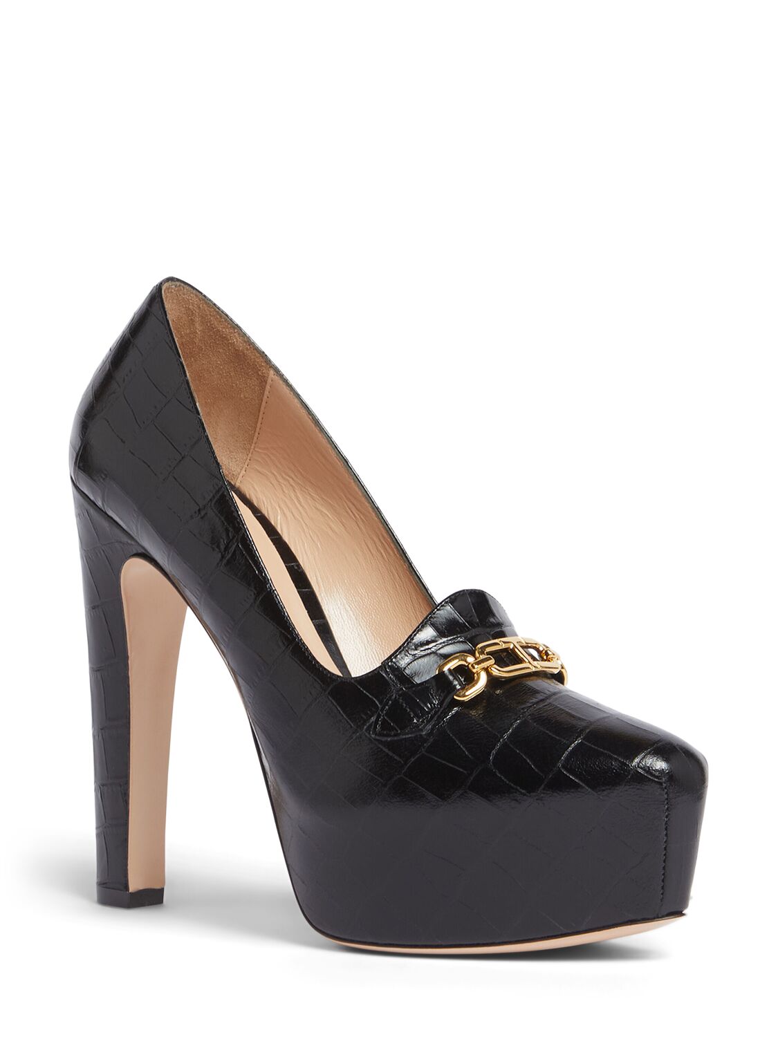 Shop Tom Ford 135mm Whitney Croc Embossed Pumps In Black