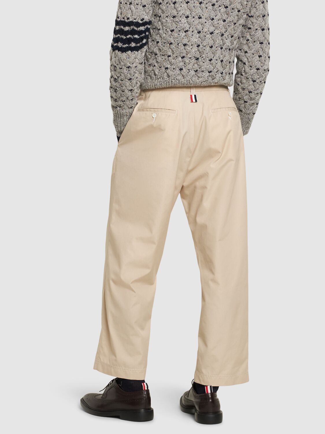 Shop Thom Browne Unconstructed Straight Leg Pants In Khaki