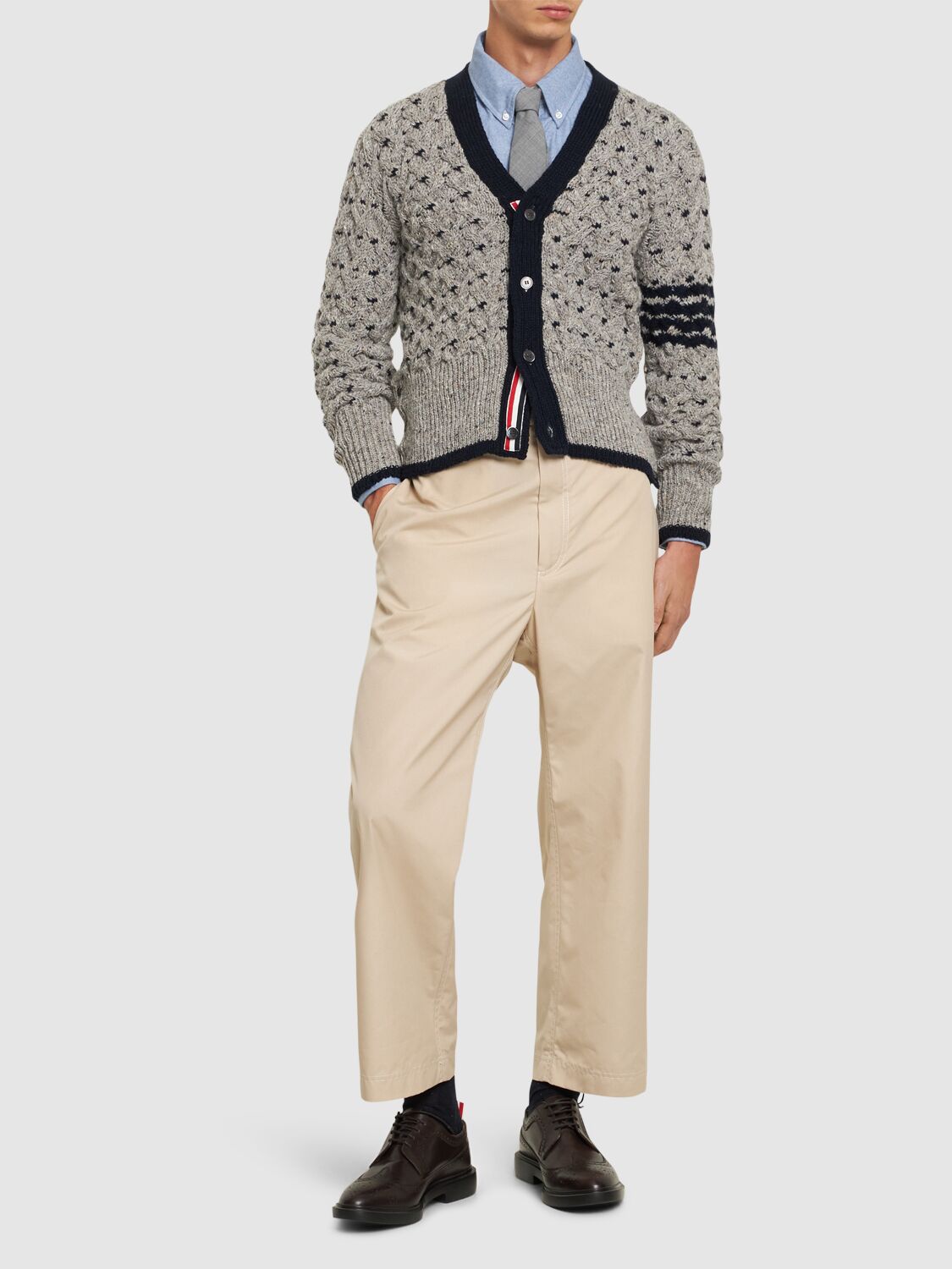 Shop Thom Browne Unconstructed Straight Leg Pants In Khaki