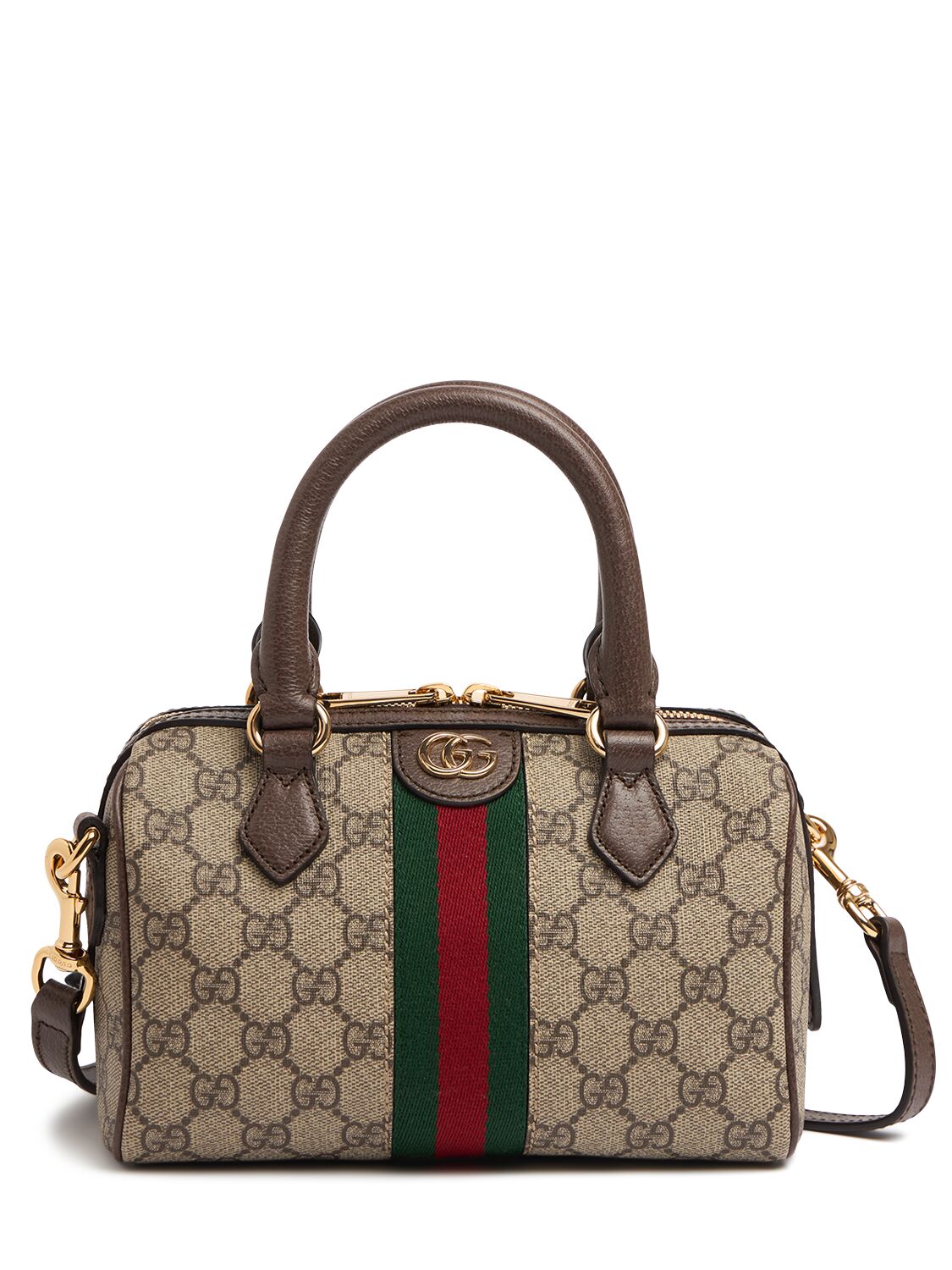 Gucci Mini Ophidia Gg Canvas Top Handle Bag In Ebony