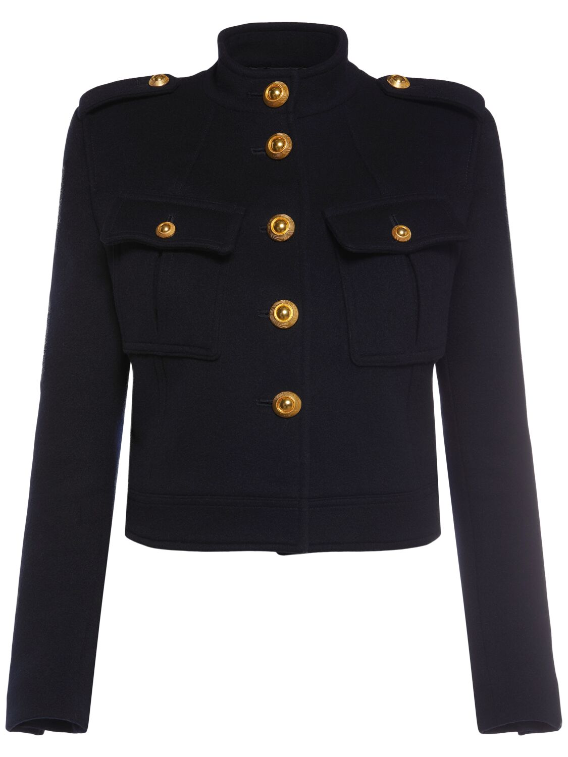 Tom Ford Wool & Cashmere Military Jacket In Blue